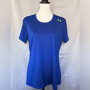 UA Fitted Women’s Royal Blue Lime Green Athletic Top